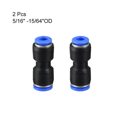 Harfington Uxcell Push to Connect Fittings Tube Connect 5/16" -15/64" Straight OD Push Fit Fittings Tube Fittings Push Lock Blue 2pcs