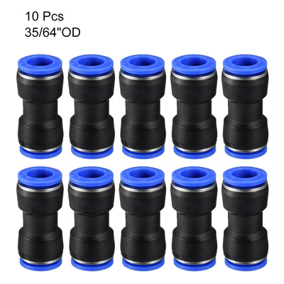 Harfington Uxcell 10pcs Push to Connect Fittings Tube Connect  14mm or 35/64" Straight OD Push Fit Fittings Tube Fittings Push Lock Blue