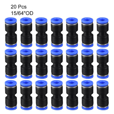 Harfington Uxcell 20pcs Push to Connect Fittings Tube Connect  6mm or 15/64" Straight OD Push Fit Fittings Tube Fittings Push Lock Blue