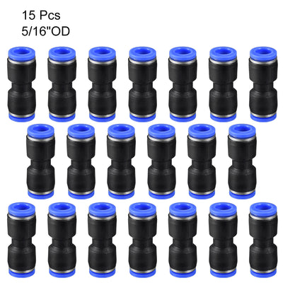 Harfington Uxcell 20pcs Push to Connect Fittings Tube Connect  8mm or 5/16" Straight OD Push Fit Fittings Tube Fittings Push Lock Blue