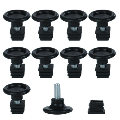 Harfington Uxcell Adjustable Feet 20 x 20mm Square Inserts Furniture Glide 10 Sets Black