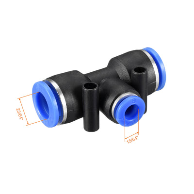 Harfington Uxcell 4 pcs Push To Connect Fittings T Type Tube Connect 25/64“ -15/64” od Push Fit Fittings Tube Fittings Push Lock Blue (10-6mm T tee)