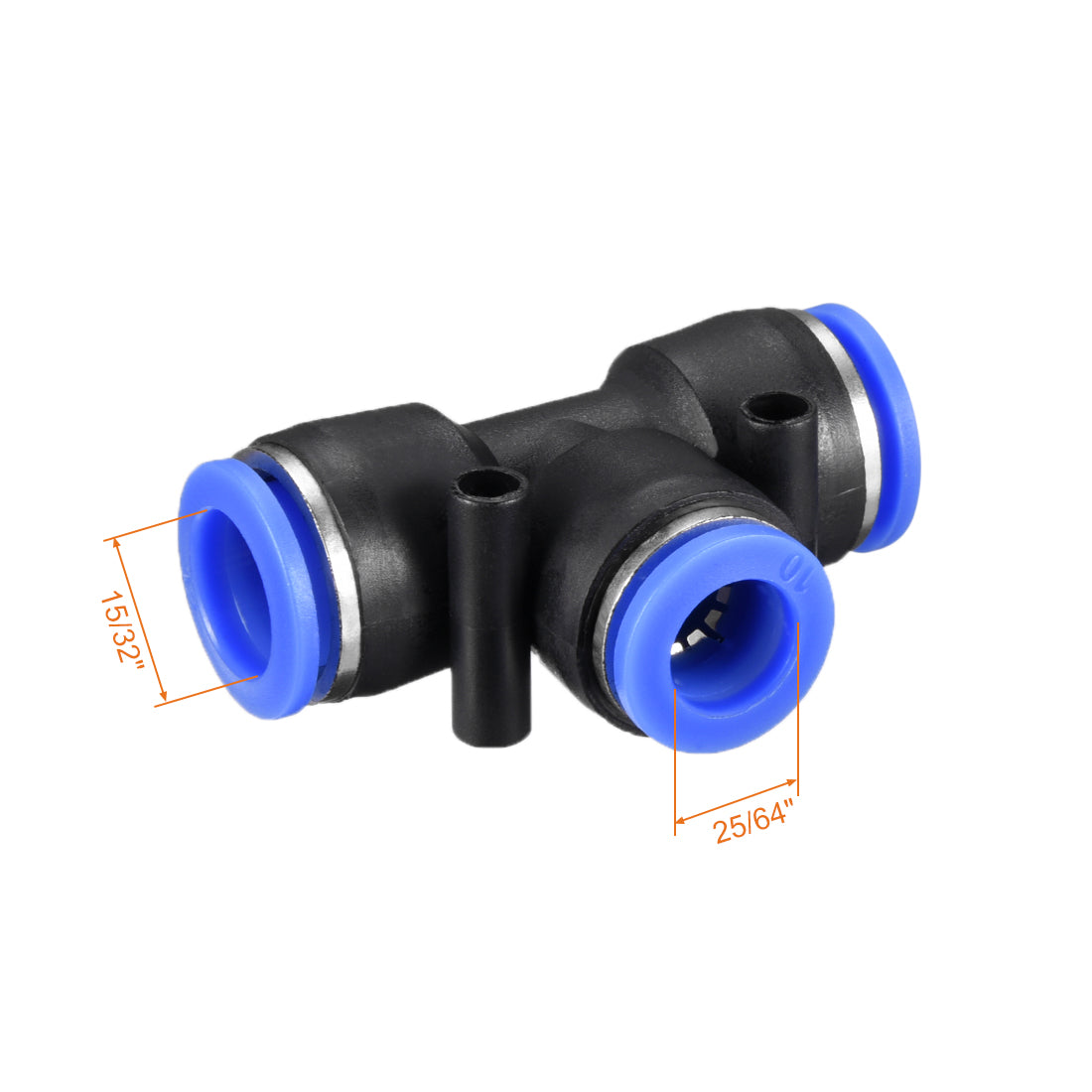 uxcell Uxcell 4 pcs Push To Connect Fittings T Type Tube Connect 15/32“ -25/64” od Push Fit Fittings Tube Fittings Push Lock Blue (12-10mm T tee)