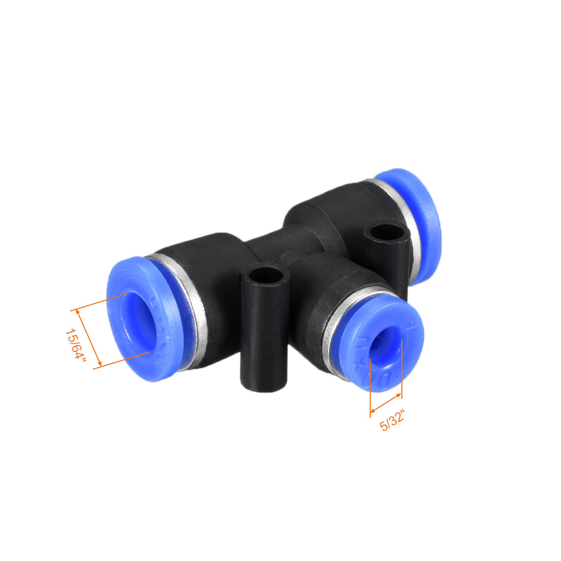 uxcell Uxcell 4 pcs Push To Connect Fittings T Type Tube Connect 15/64“ -5/32” od Push Fit Fittings Tube Fittings Push Lock Blue (6-4mm T tee)