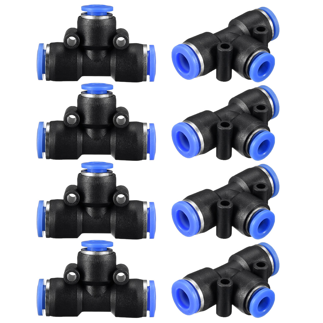 uxcell Uxcell 8 pcs Push To Connect Fittings T Type Tube Connect 5/16“ -15/64” od Push Fit Fittings Tube Fittings Push Lock Blue (8-6mm T tee)