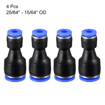 Harfington Uxcell 4pcs Push to Connect Fittings Tube Connect  25/64" to 15/64" Straight OD Push Fit Fittings Tube Fittings Push Lock Blue