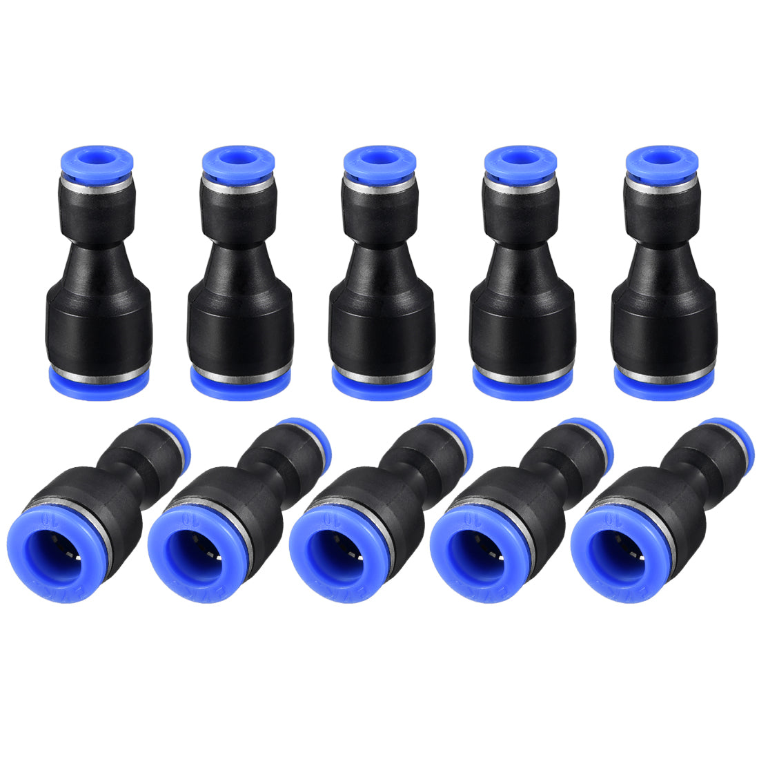 uxcell Uxcell 10pcs Push to Connect Fittings Tube Connect  25/64" to 15/64" Straight OD Push Fit Fittings Tube Fittings Push Lock Blue