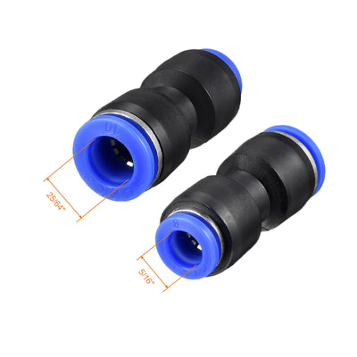 Harfington Uxcell 4pcs Push to Connect Fittings Tube Connect  25/64" to 5/16" Straight OD Push Fit Fittings Tube Fittings Push Lock Blue