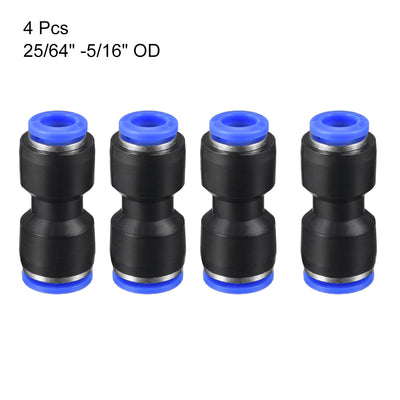 Harfington Uxcell 4pcs Push to Connect Fittings Tube Connect  25/64" to 5/16" Straight OD Push Fit Fittings Tube Fittings Push Lock Blue