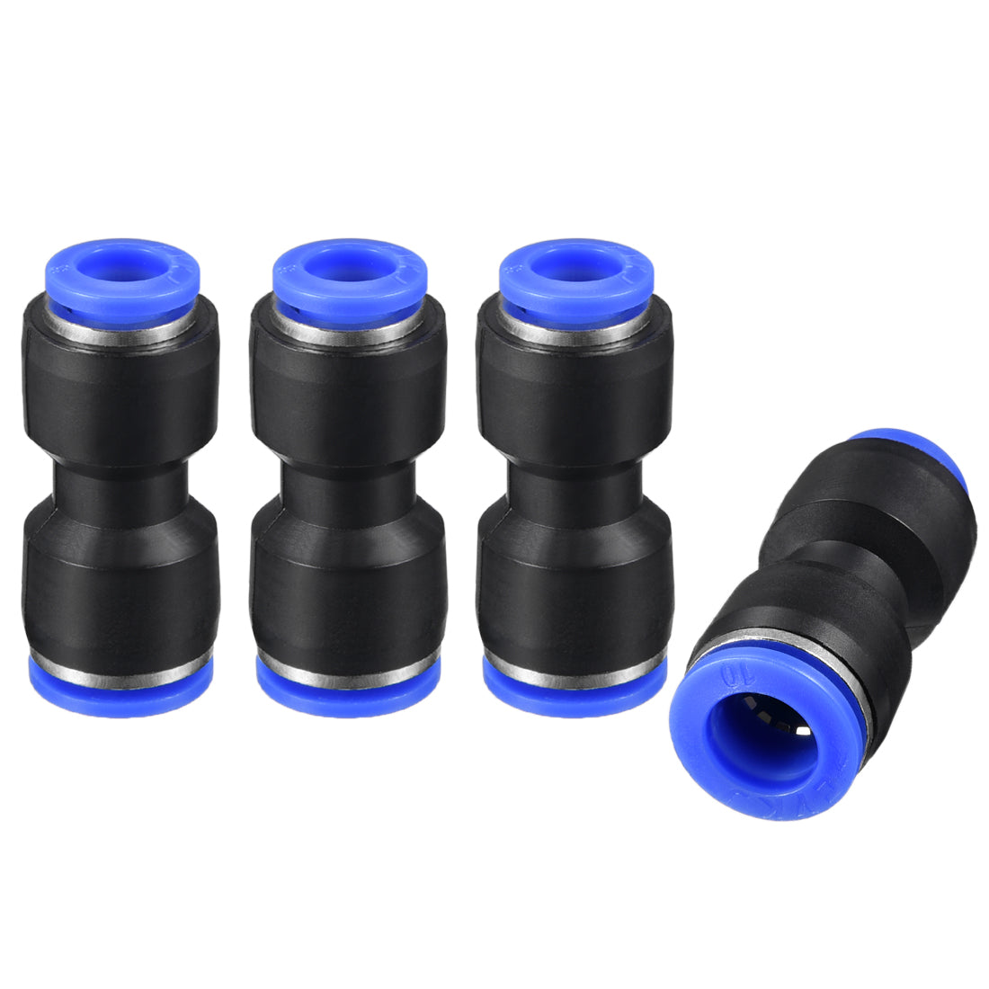 uxcell Uxcell 4pcs Push to Connect Fittings Tube Connect  25/64" to 5/16" Straight OD Push Fit Fittings Tube Fittings Push Lock Blue