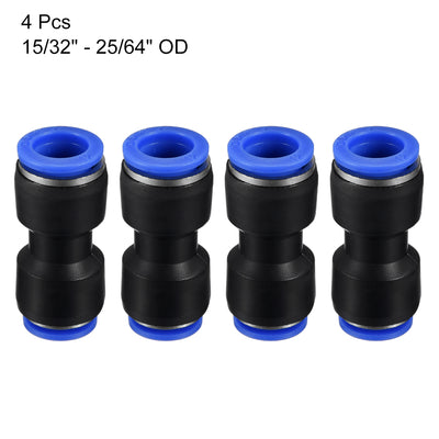 Harfington Uxcell 4pcs Push to Connect Fittings Tube Connect  15/32" to 25/64" Straight OD Push Fit Fittings Tube Fittings Push Lock Blue