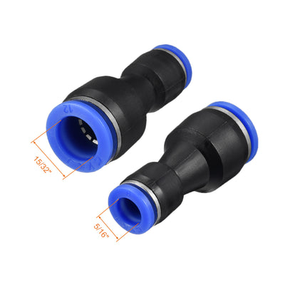 Harfington Uxcell 5pcs Push to Connect Fittings Tube Connect  15/32" to 5/16" Straight OD Push Fit Fittings Tube Fittings Push Lock Blue