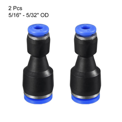 Harfington Uxcell 2pcs Push to Connect Fittings Tube Connect  5/16" to 5/32" Straight OD Push Fit Fittings Tube Fittings Push Lock Blue