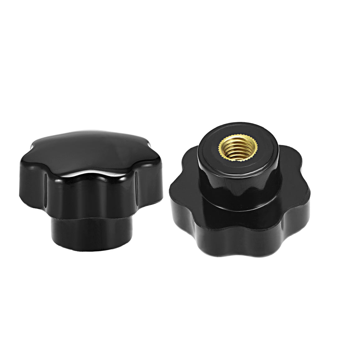 uxcell Uxcell Star Knob Grip Handle M12 Diameter Brass Insert Female Thread Black