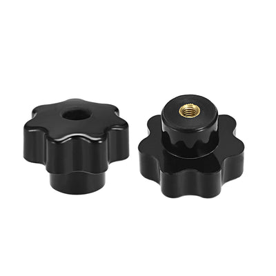 Harfington Uxcell 3 Pcs Star Knob Grip Handle Brass Insert Female Thread  Black