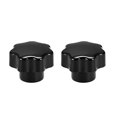 uxcell Uxcell 2 Pcs Star Knob Grip Handle M8 Diameter Brass Insert Female Thread  Black Seven Stars