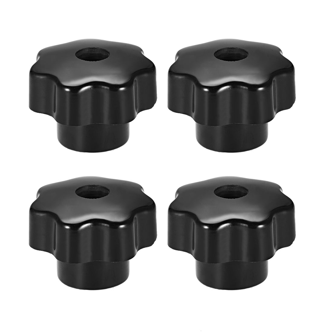 Uxcell Uxcell 4 Pcs Star Knob Grip Handle M8 Diameter 39mm Brass Insert Female Thread Black