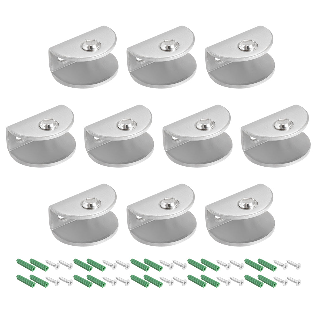 uxcell Uxcell Glass Shelf Brackets Stainless Steel Holder Half Round for 6-8mm Thickness 10pcs