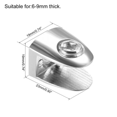 Harfington Uxcell Glass Shelf Support Zinc Alloy Clip Holder for 6mm-9mm Thickness 4pcs