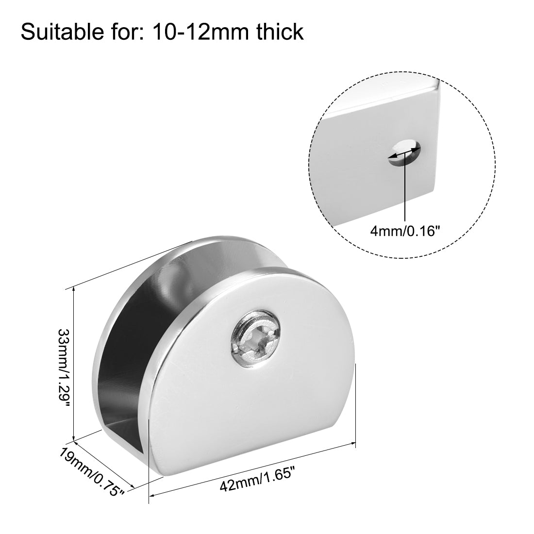 uxcell Uxcell Glass Shelf Brackets Zinc Alloy Holder Half Round for 10mm-12mm Thickness 2pcs