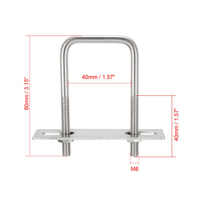 Harfington Uxcell Stück M Vierkant U-Bolzen Quadratische Bügelbolzen Bügelschrauben xmm mit Mutternrahmen und Befestigungselementen, Kohlenstoffstahl