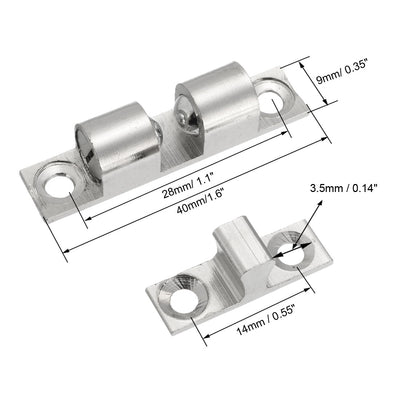 Harfington Uxcell Cabinet Door Closet Brass Double Ball Catch Tension Latch 40mm L Silver Tone