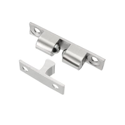 Harfington Uxcell 5pcs Cabinet Door Closet Brass Double Ball Catch Tension Latch 50mm Length Silver Tone