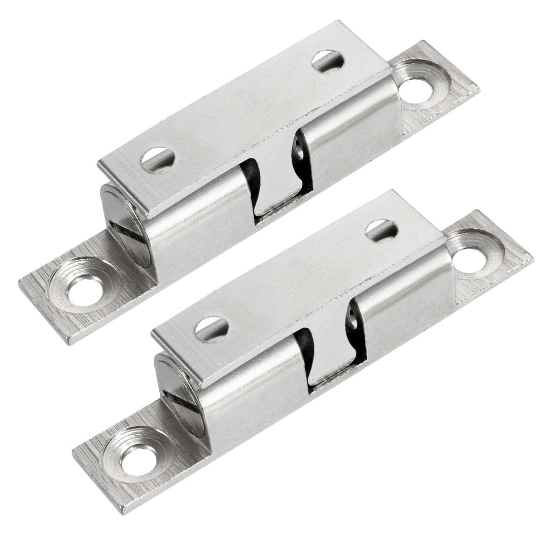 uxcell Uxcell 2pcs Cabinet Door Closet Brass Double Ball Catch Tension Latch 60mm Length Silver Tone