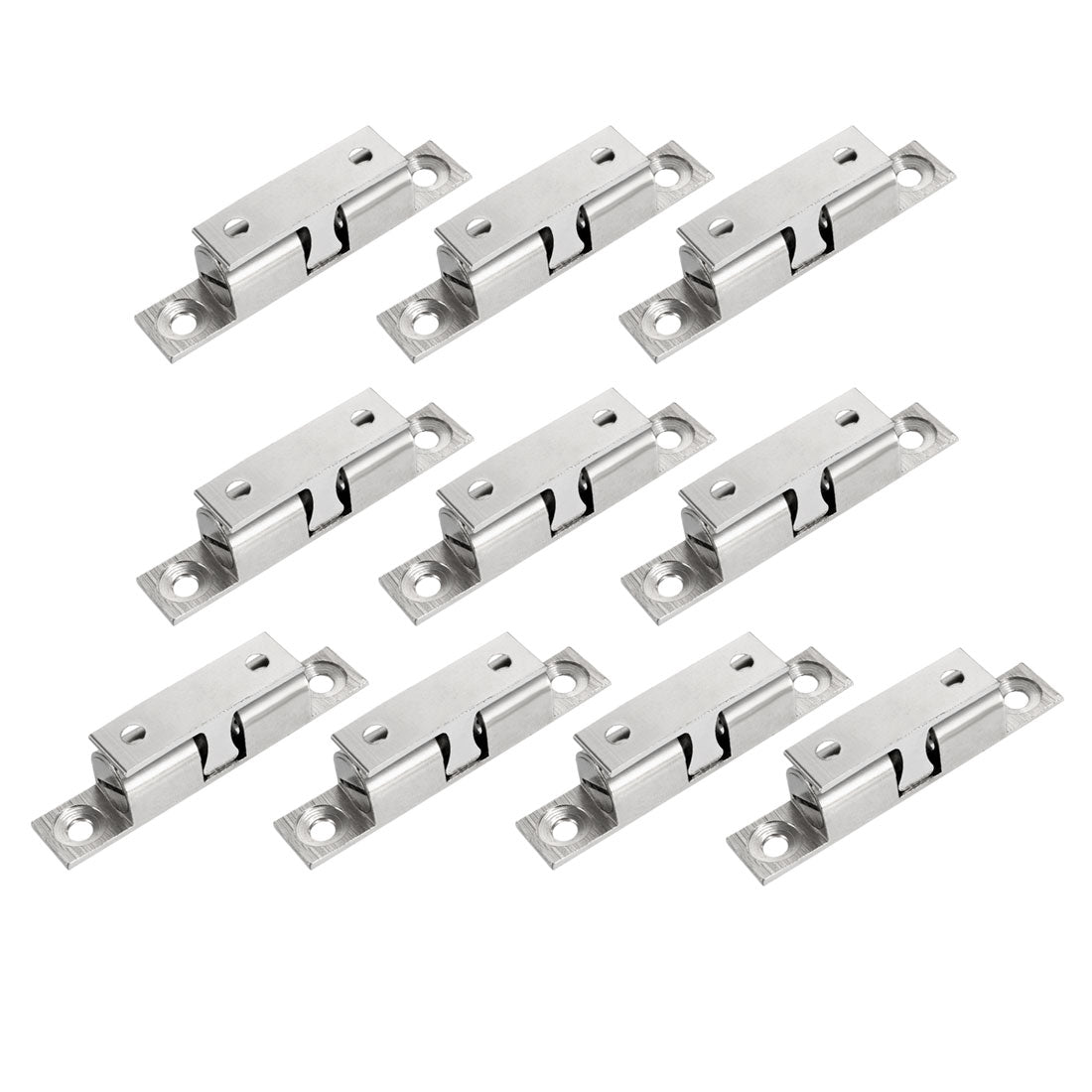 uxcell Uxcell 10pcs Cabinet Door Closet Brass Double Ball Catch Tension Latch 60mm Length Silver Tone