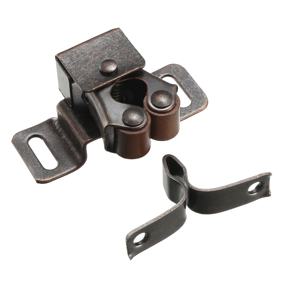 uxcell Uxcell Retro Cabinet Door Double Roller Catch Ball Latch with Prong Hardware Copper Tone 2pcs