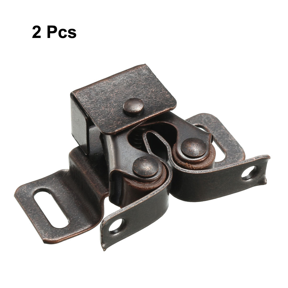 uxcell Uxcell Retro Cabinet Door Double Roller Catch Ball Latch with Prong Hardware Copper Tone 2pcs