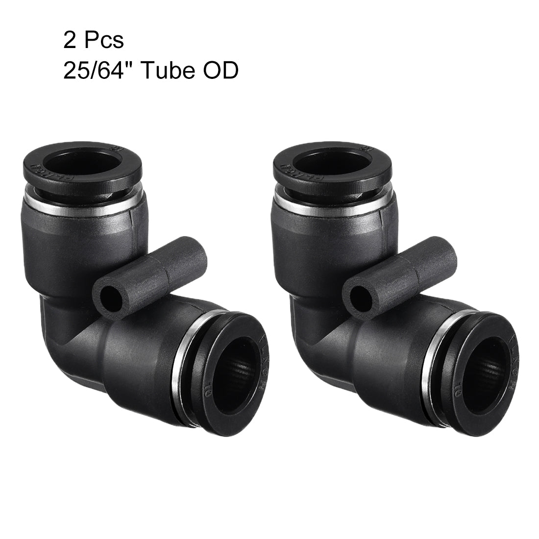 uxcell Uxcell Plastic Elbow Push to Connect Tube Fitting 10mm Tube OD Black 2pcs