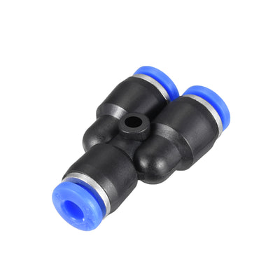 Harfington Push to Connect Fittings Y Type Tube Connect 10 mm or 25/64" Od Push Fit Fittings Tube Fittings Push Lock Blue(10mm Y Tee)