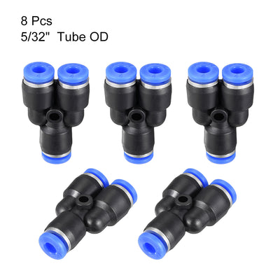 Harfington Push to Connect Fittings Y Type Tube Connect 10 mm or 25/64" Od Push Fit Fittings Tube Fittings Push Lock Blue(10mm Y Tee)