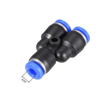 Harfington Push to Connect Fittings Y Type Tube Connect 10 mm or 25/64" Od Push Fit Fittings Tube Fittings Push Lock Blue(10mm Y Tee)