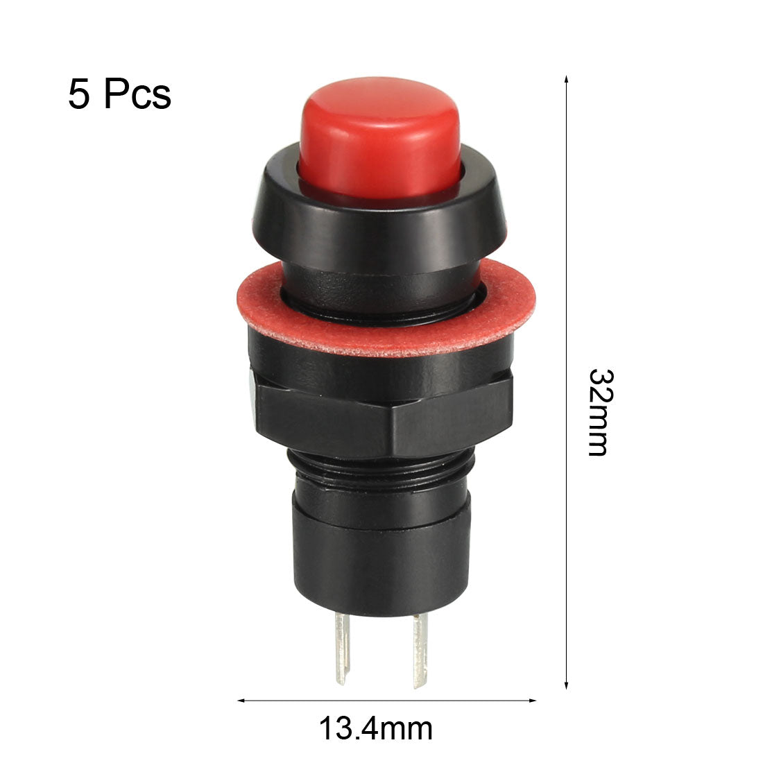 uxcell Uxcell 10mm Mounting Hole Red Latching Push Button Switch SPST NO 5pcs