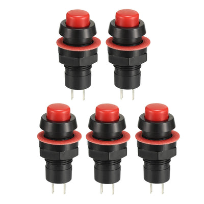 Harfington Uxcell 10mm Mounting Hole Red Latching Push Button Switch SPST NO 5pcs