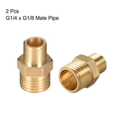 Harfington Uxcell Brass Pipe Fitting Reducing Hex G1/4 x G1/8 Male Pipe Brass Fitting 2pcs