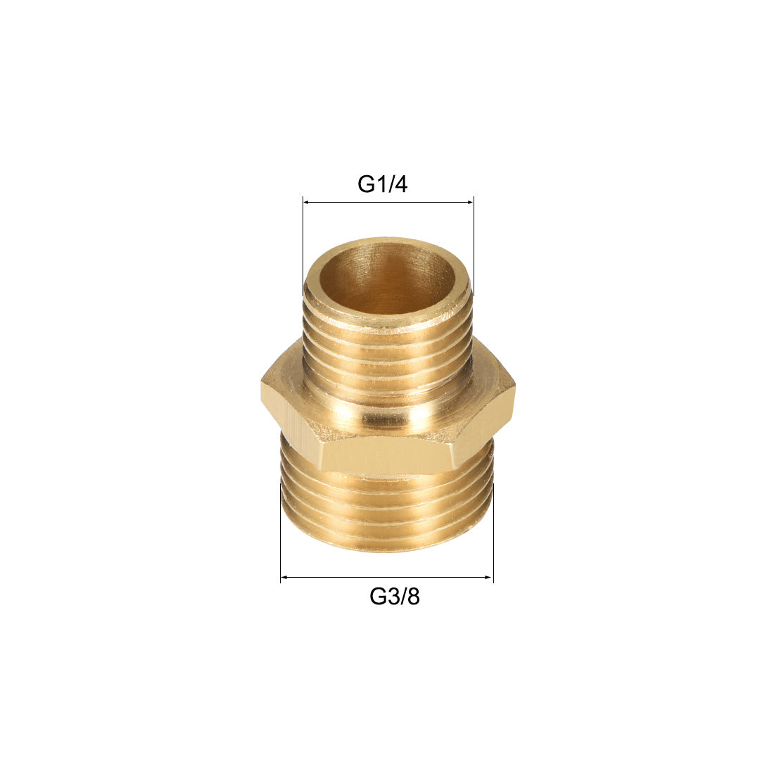 uxcell Uxcell Brass Pipe Fitting Reducing Hex G1/4 x G3/8 Male Pipe Brass Fitting