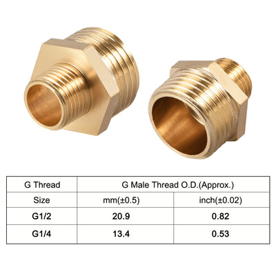 Harfington Uxcell Brass Pipe Fitting Reducing Hex G1/4 x G1/2 Male Pipe Brass Fitting