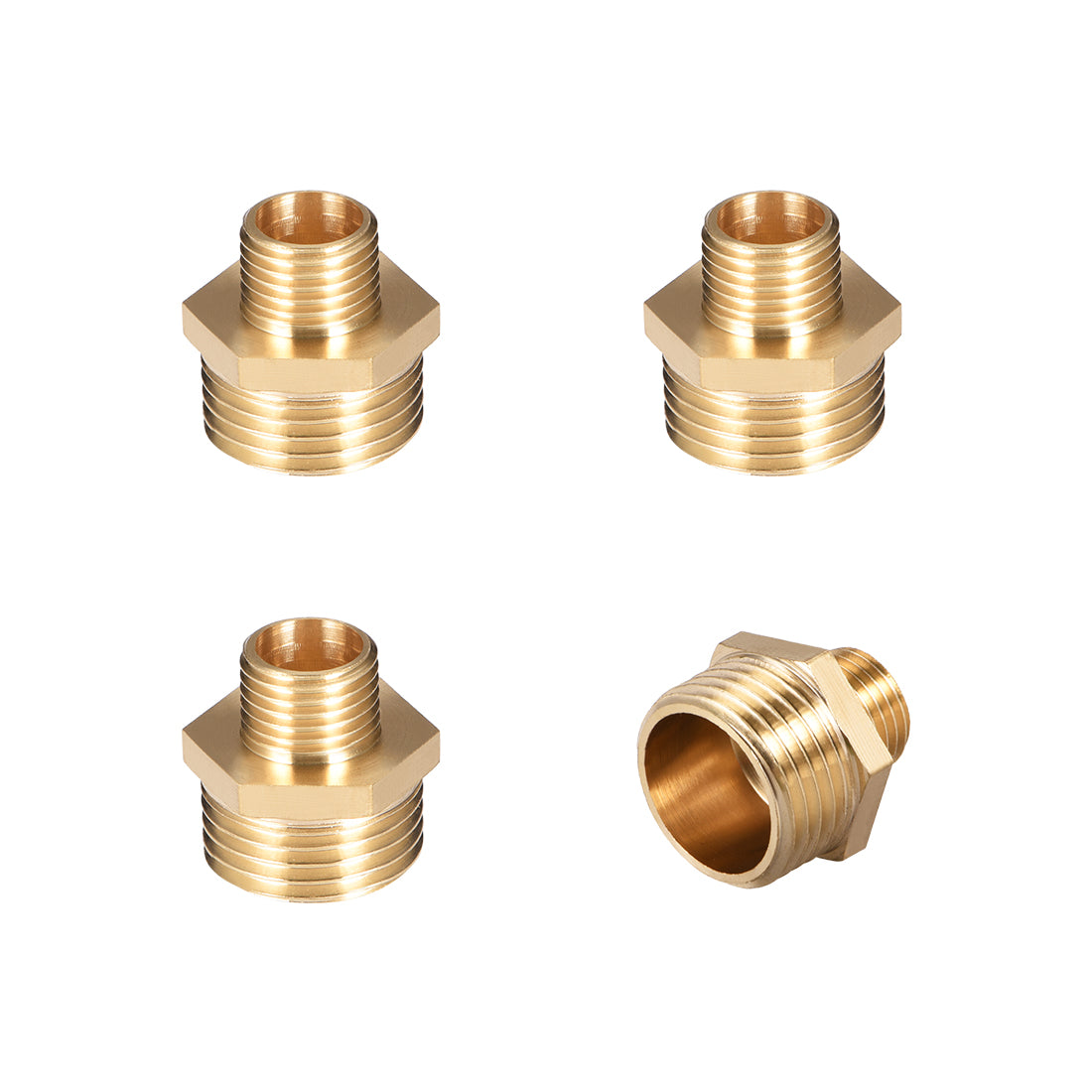 uxcell Uxcell Brass Pipe Fitting Reducing Hex G1/4 x G1/2 Male Pipe Brass Fitting 4pcs