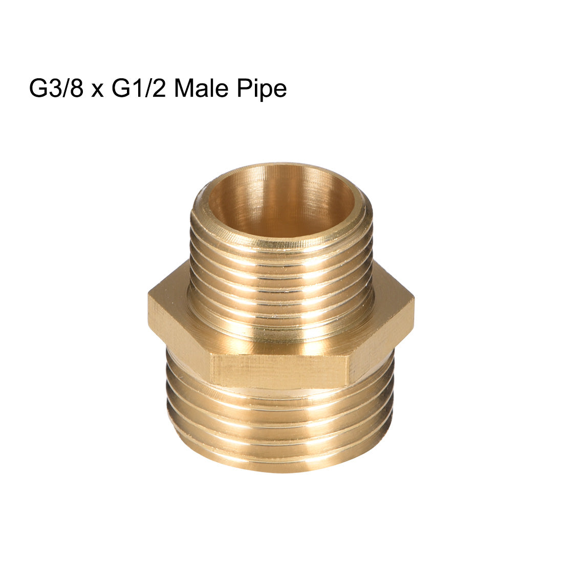 uxcell Uxcell Brass Pipe Fitting Reducing Hex G3/8 x G1/2 Male Pipe Brass Fitting