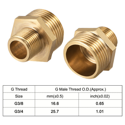 Harfington Uxcell Brass Pipe Fitting Reducing Hex G3/8 x G3/4 Male Pipe Brass Fitting 4pcs