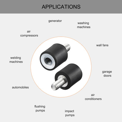 Harfington Uxcell Thread Male Female Rubber Mounts,Vibration Isolators 4pcs