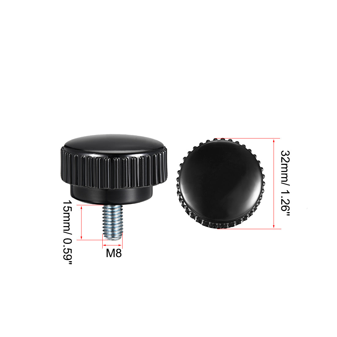 uxcell Uxcell M8 x 15mm Male Thread Knurled Clamping Knobs Grip Thumb Screw on Type  2 Pcs