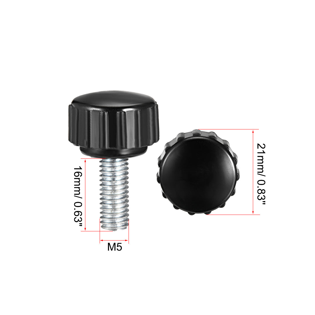 uxcell Uxcell M5 x 16mm Male Thread Knurled Clamping Knobs Grip Thumb Screw on Type 10 Pcs