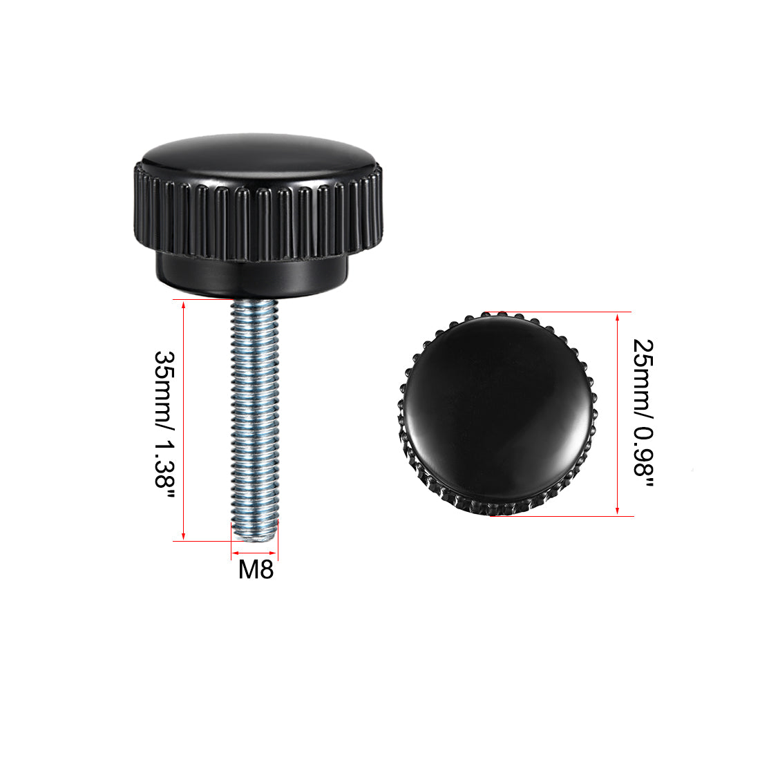 uxcell Uxcell M8 x 35mm Male Thread Knurled Clamping Knobs Grip Thumb Screw on Type 10 Pcs