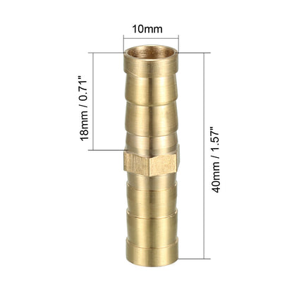 Harfington Uxcell 10mm Brass Barb Hose Fitting Straight Connector Coupler 5pcs