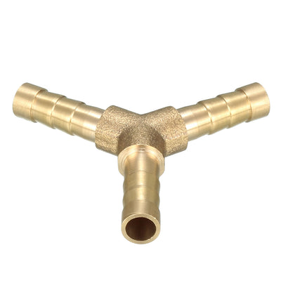 Harfington Uxcell 6mm Brass Barb Hose Fitting Tee Y-Shaped 3 Way Connector Adapter Joiner 5pcs