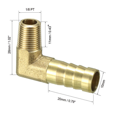 Harfington Uxcell Brass Barb Hose Fitting 90 Degree Elbow 10mm Barbed x 1/8 PT Male Connector